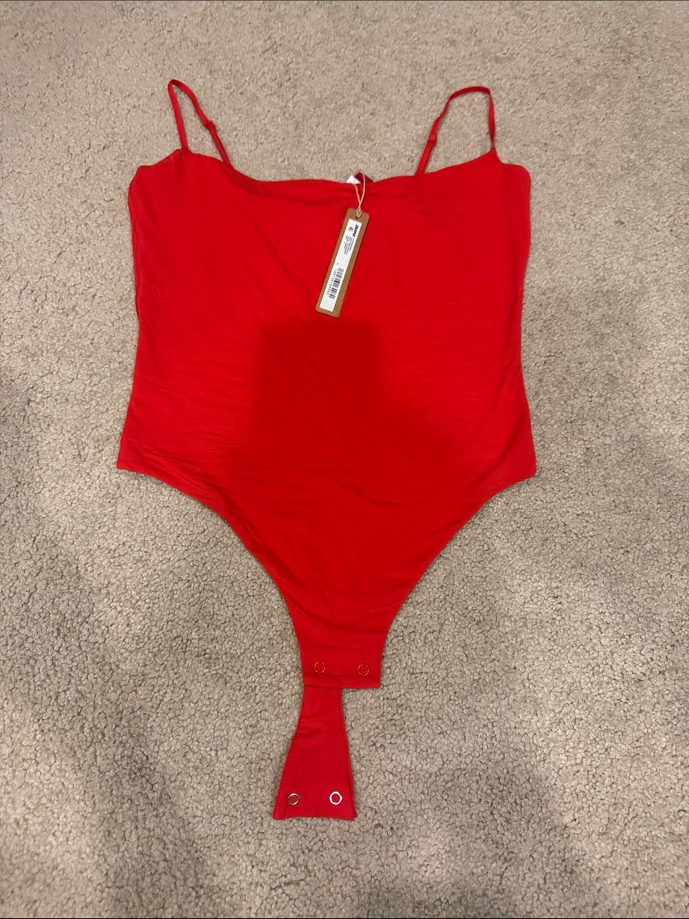 SKIMS Red Scoop Neck Snap Bodysuit